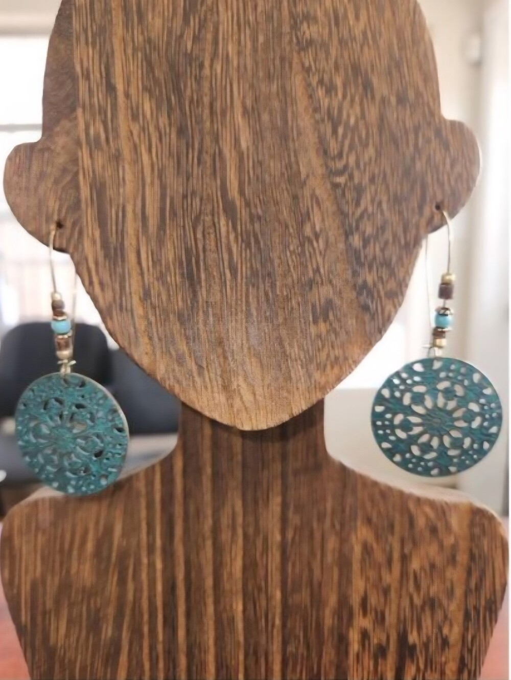 Teal Filigree Dangle Earrings Nwt